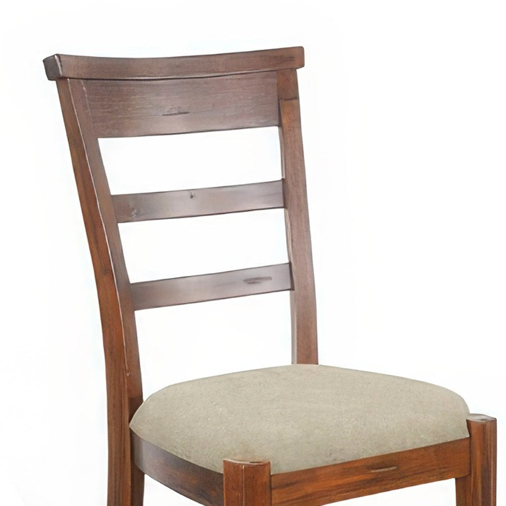 Reggie Side Dining Chair Set of 2 Ladderback Beige Brown Mahogany BM324854