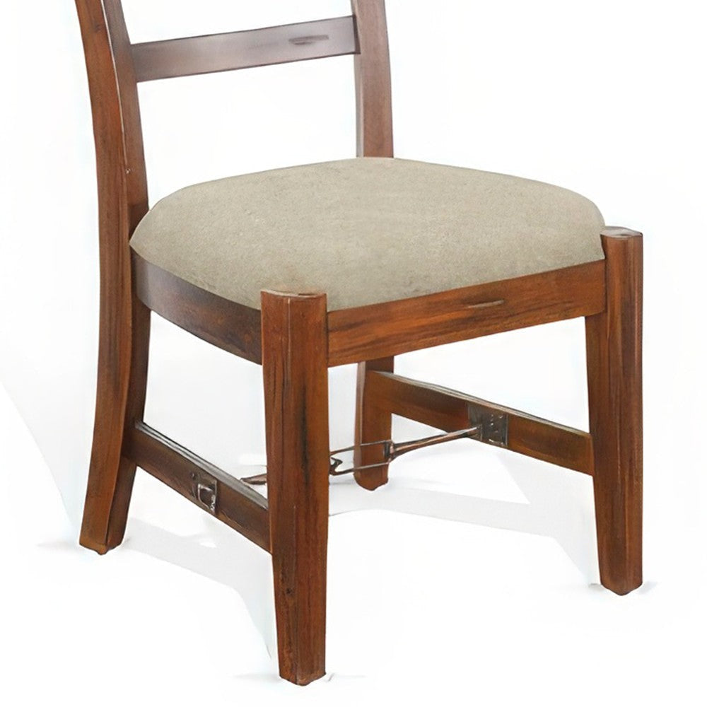 Reggie Side Dining Chair Set of 2 Ladderback Beige Brown Mahogany BM324854