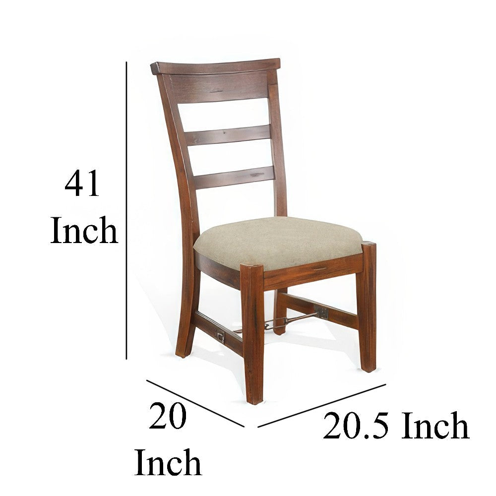 Reggie Side Dining Chair Set of 2 Ladderback Beige Brown Mahogany BM324854