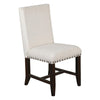 Anva Dining Chair Set of 2, Ivory, Nailhead Trim, Black Mahogany Wood