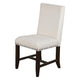 Anva Dining Chair Set of 2 Ivory Nailhead Trim Black Mahogany Wood BM324856