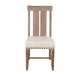 Anva Dining Chair Set of 2 Slat Back White Fabric Dark Brown Wood BM324857