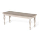 Sain Dining Bench, Taupe, Classic White Mahogany Wood, Turned Legs 68"