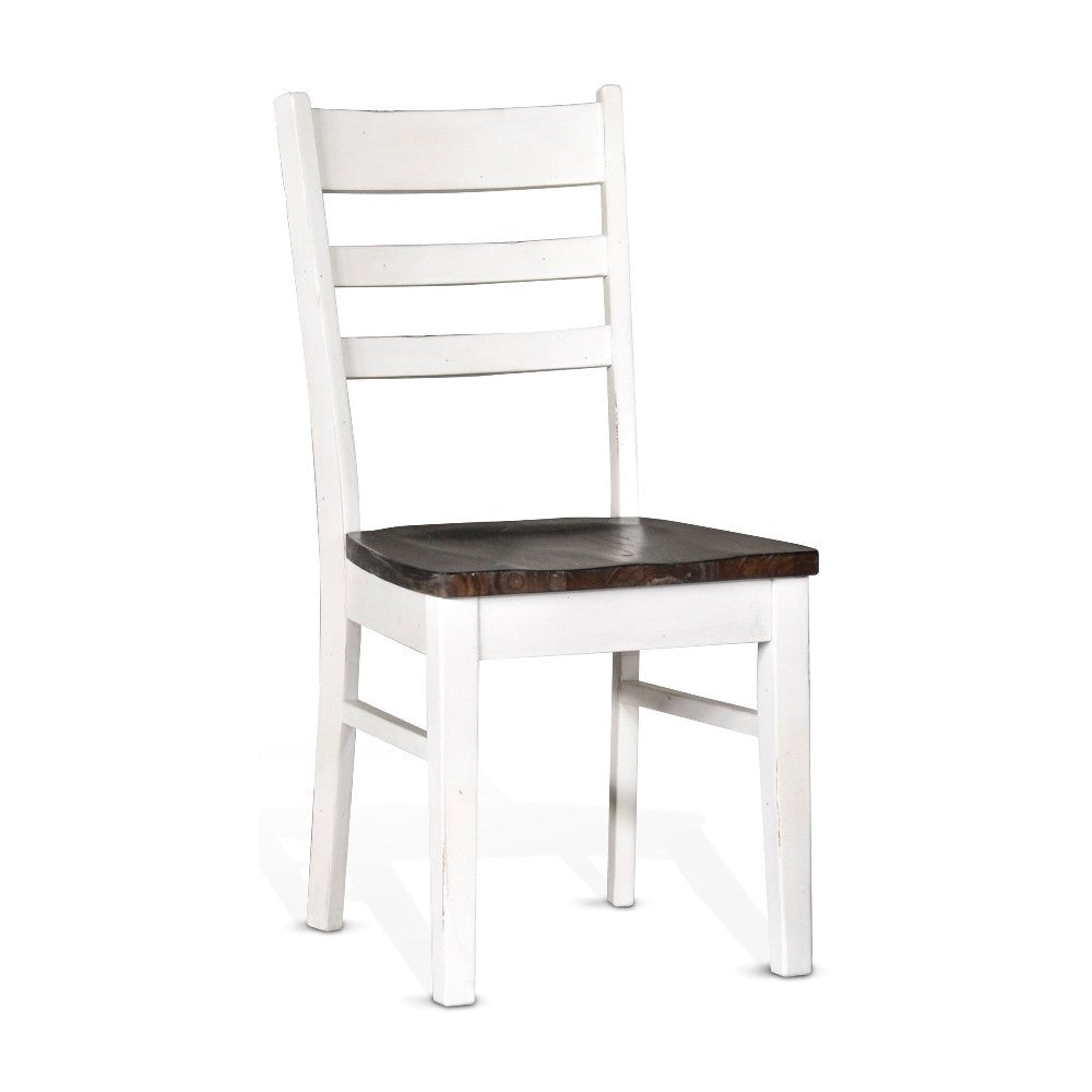 Orso Dining Chair Set of 2, Ladderback, White and Dark Brown Mahogany