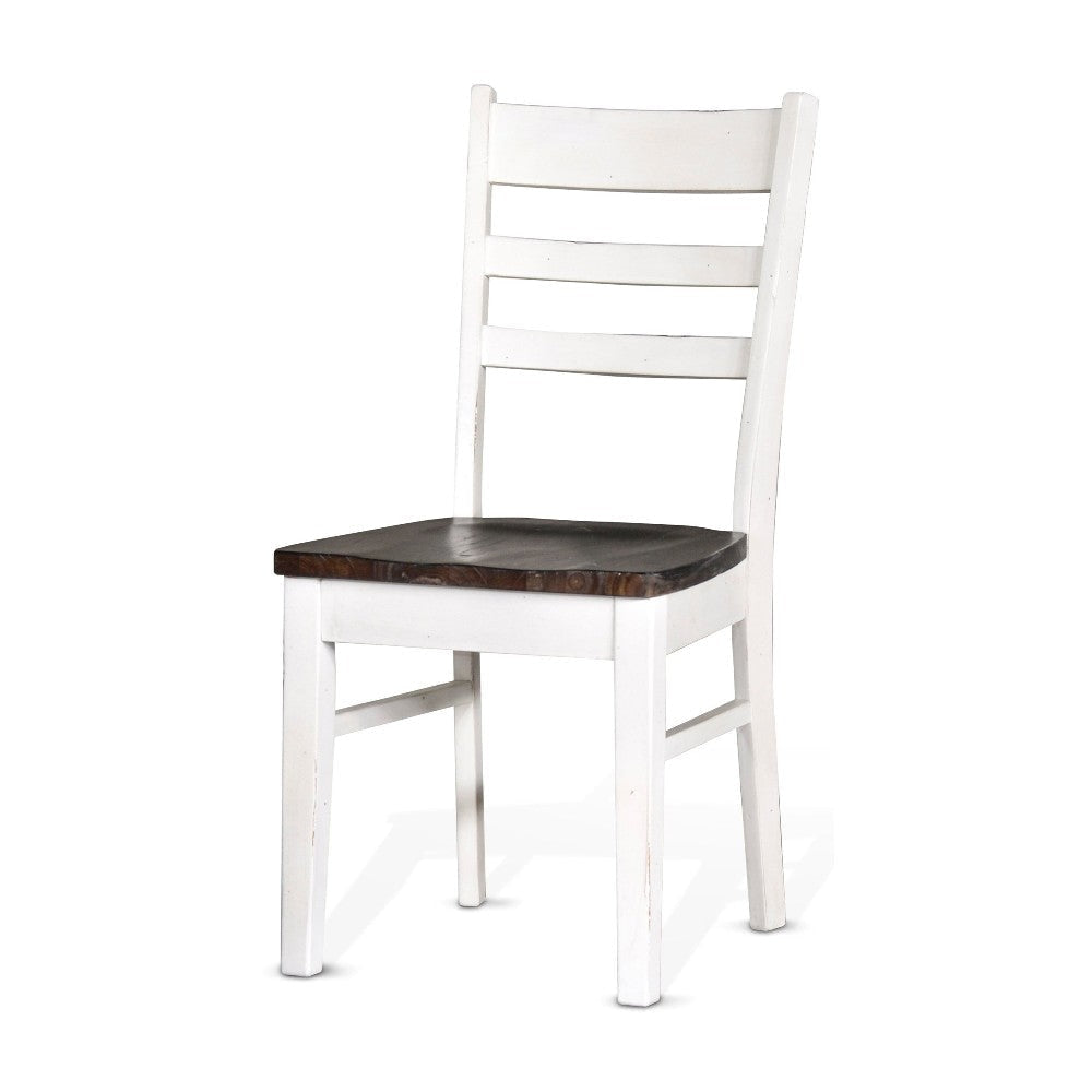 Orso Dining Chair Set of 2 Ladderback White and Dark Brown Mahogany BM324864