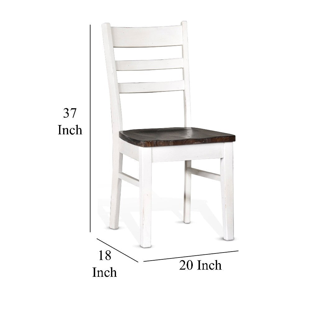 Orso Dining Chair Set of 2 Ladderback White and Dark Brown Mahogany BM324864