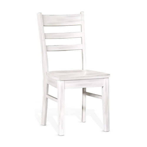 Sime Dining Chair Set of 2, Ladderback Design, Off White Mahogany Wood