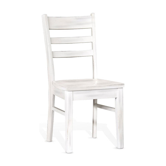 Sime Dining Chair Set of 2, Ladderback Design, Off White Mahogany Wood