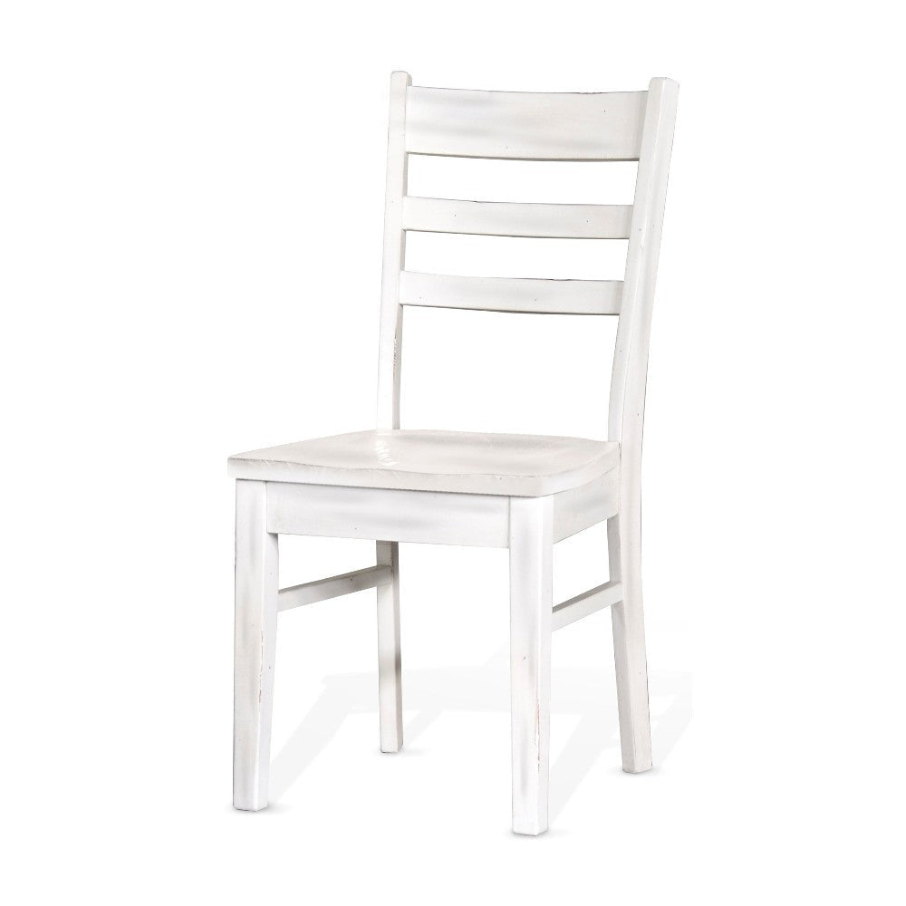 Sime Dining Chair Set of 2 Ladderback Design Off White Mahogany Wood BM324865