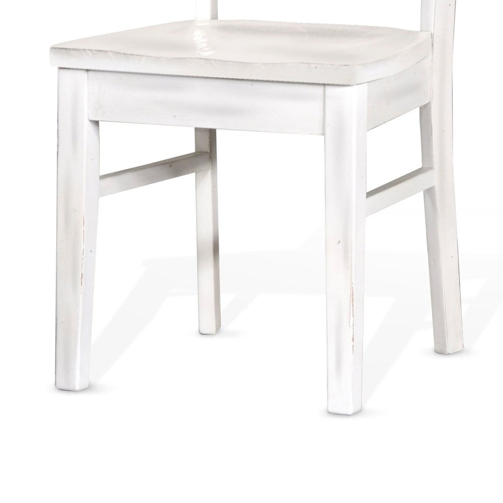 Sime Dining Chair Set of 2 Ladderback Design Off White Mahogany Wood BM324865