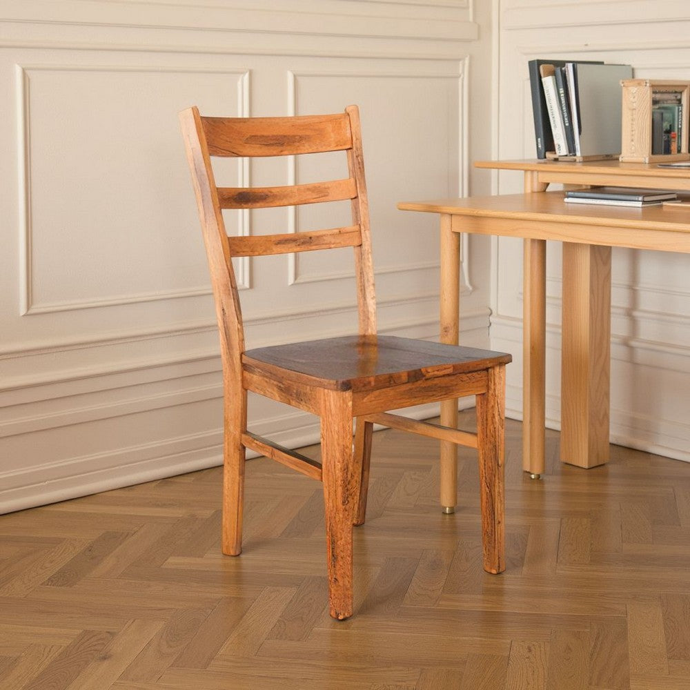 Marv Dining Chair Set of 2, Ladderback Design, Light Brown Mindi Wood