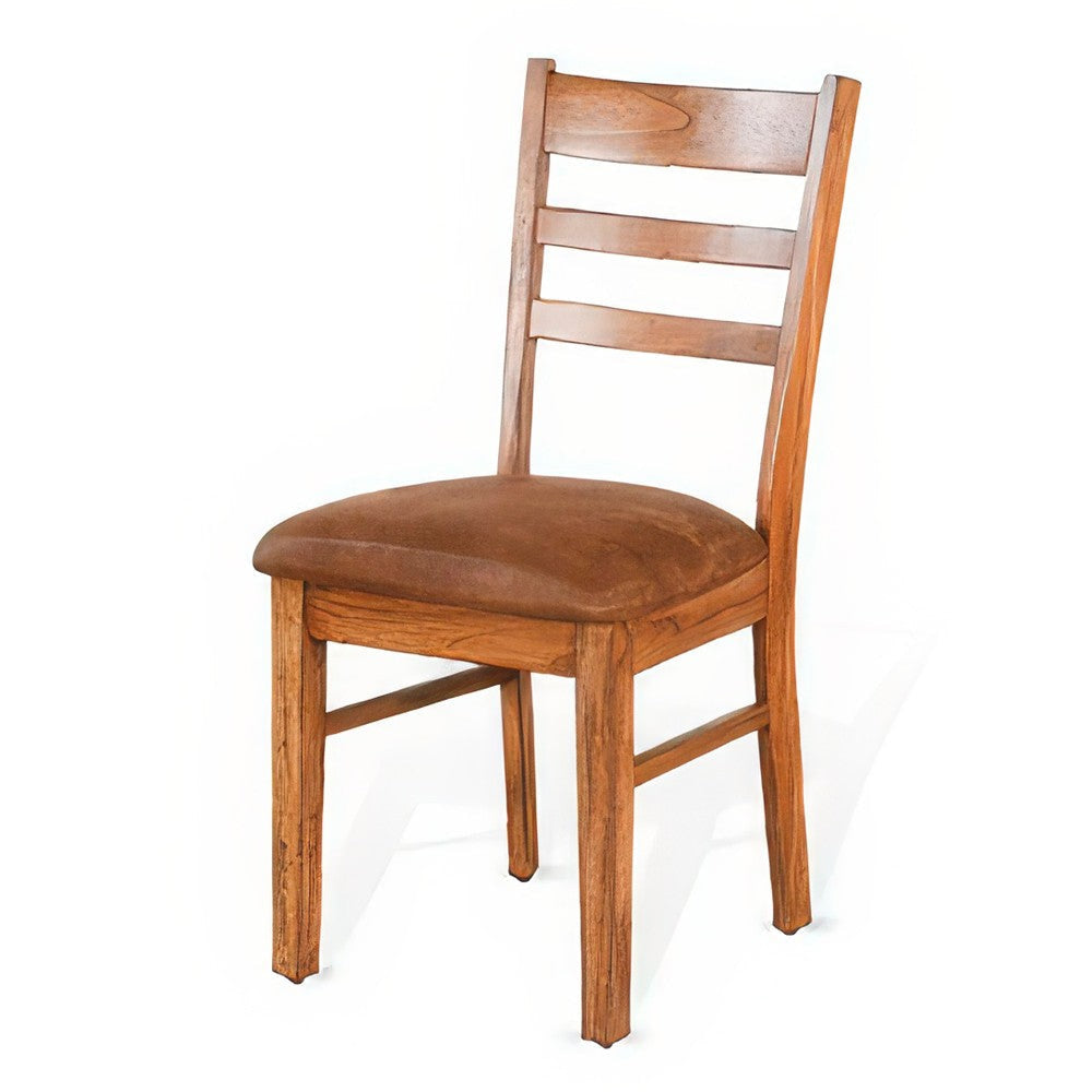 Marv Dining Chair Set of 2 Ladderback Saddle Seat Light Brown Wood BM324867
