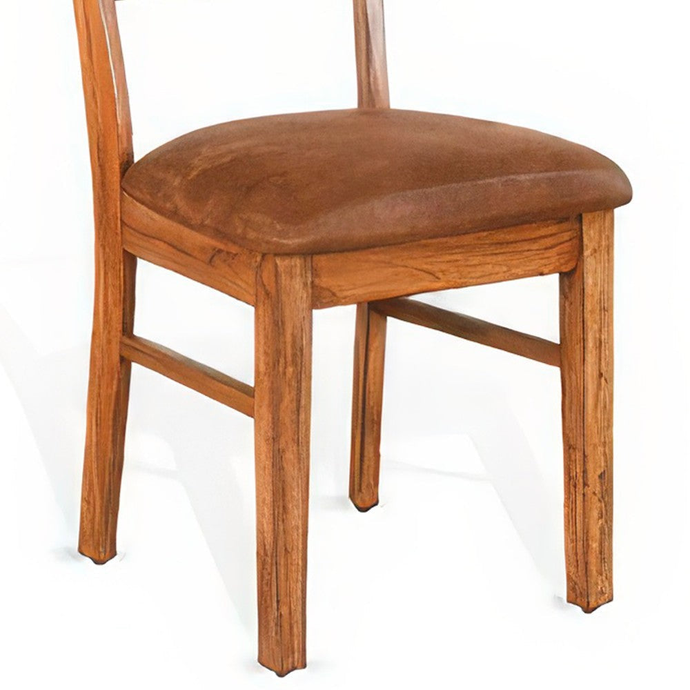 Marv Dining Chair Set of 2 Ladderback Saddle Seat Light Brown Wood BM324867