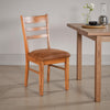 Marv Dining Chair Set of 2, Ladderback, Saddle Seat, Light Brown Wood