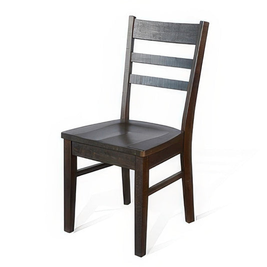 Flint Dining Chair Set of 2, Ladderback Design, Dark Brown Mahogany