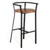 Flint Barstool Chair Set of 2, Round Seat, Dark Brown Mahogany, Black