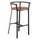 Flint Barstool Chair Set of 2, Round Seat, Dark Brown Mahogany, Black