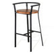 Flint Barstool Chair Set of 2 Round Seat Dark Brown Mahogany Black BM324869