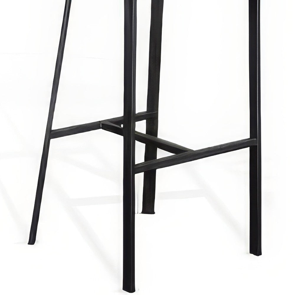 Flint Barstool Chair Set of 2 Round Seat Dark Brown Mahogany Black BM324869