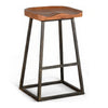 Marv Barstool Set of 2, Brown Contoured Mahogany Wood, Black Metal