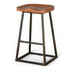Marv Barstool Set of 2 Brown Contoured Mahogany Wood Black Metal BM324870