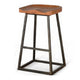 Marv Barstool Set of 2 Brown Contoured Mahogany Wood Black Metal BM324870