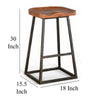 Marv Barstool Set of 2 Brown Contoured Mahogany Wood Black Metal BM324870