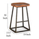 Marv Barstool Set of 2 Brown Contoured Mahogany Wood Black Metal BM324870