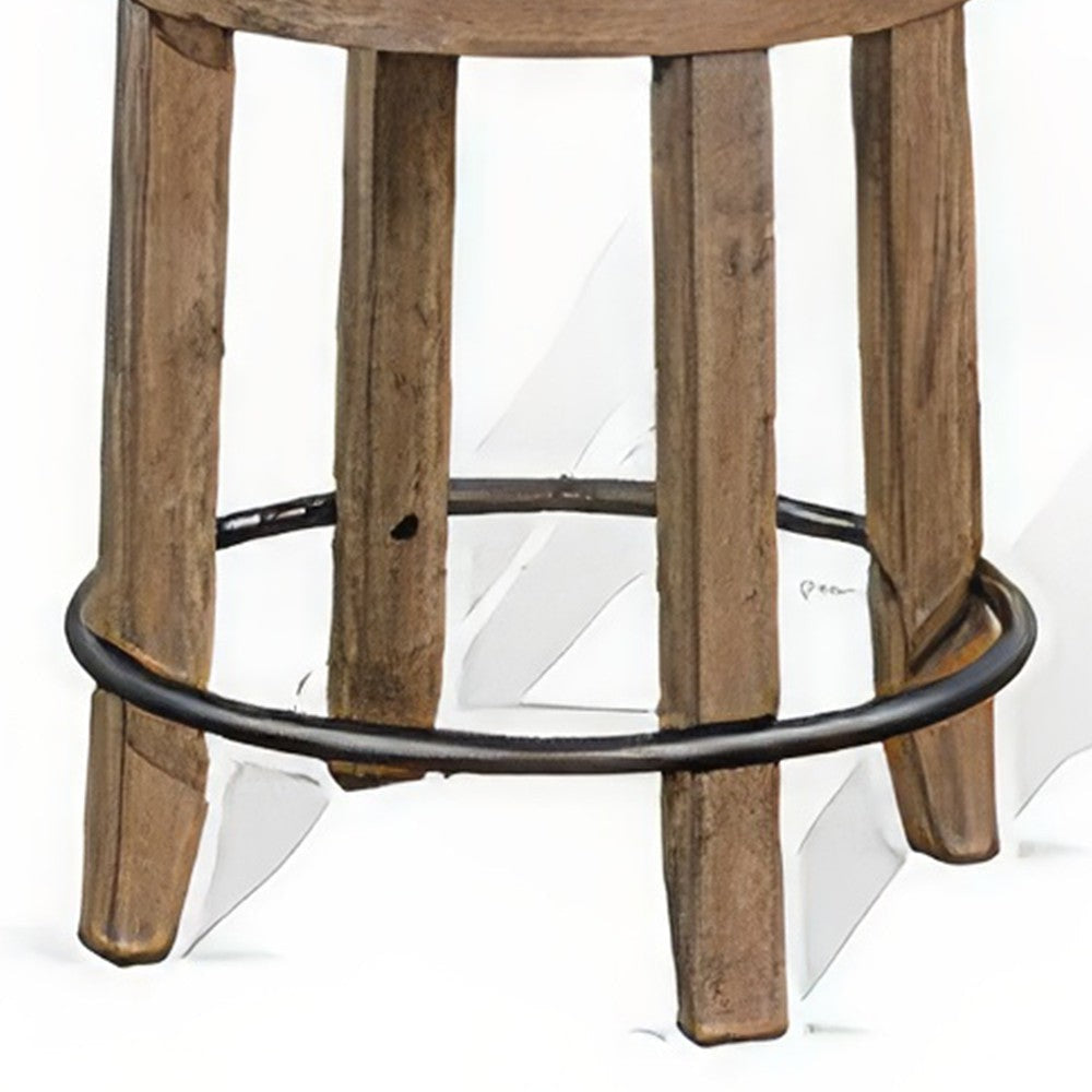 Yael Swivel Counter Stool Set of 2 Gray Faux Leather Brown Black BM324871