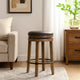 Yael Swivel Counter Stool Set of 2, Gray Faux Leather, Brown, Black
