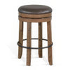 Yael Swivel Backless Barstool Set of 2 Gray Faux Leather Brown Wood BM324872