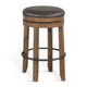 Yael Swivel Backless Barstool Set of 2 Gray Faux Leather Brown Wood BM324872