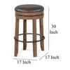 Yael Swivel Backless Barstool Set of 2 Gray Faux Leather Brown Wood BM324872