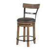 Yael Swivel Counter Stool Chair Set of 2 Gray Faux Leather Brown Wood BM324873
