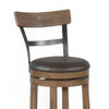 Yael Swivel Counter Stool Chair Set of 2 Gray Faux Leather Brown Wood BM324873
