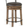 Yael Swivel Counter Stool Chair Set of 2 Gray Faux Leather Brown Wood BM324873