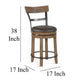 Yael Swivel Counter Stool Chair Set of 2 Gray Faux Leather Brown Wood BM324873