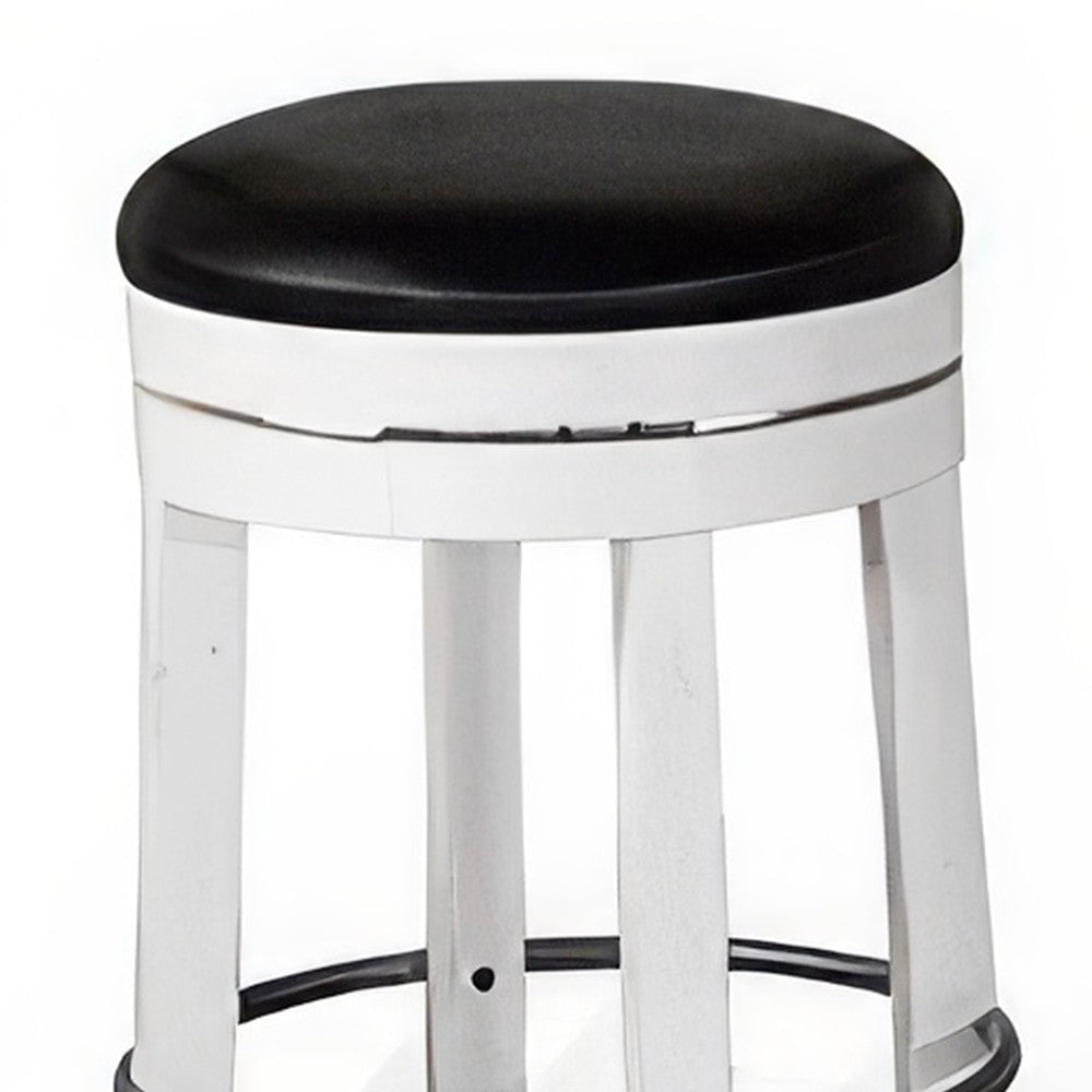 Orso Swivel Counter Stool Set of 2 Black Faux Leather White Wood BM324875
