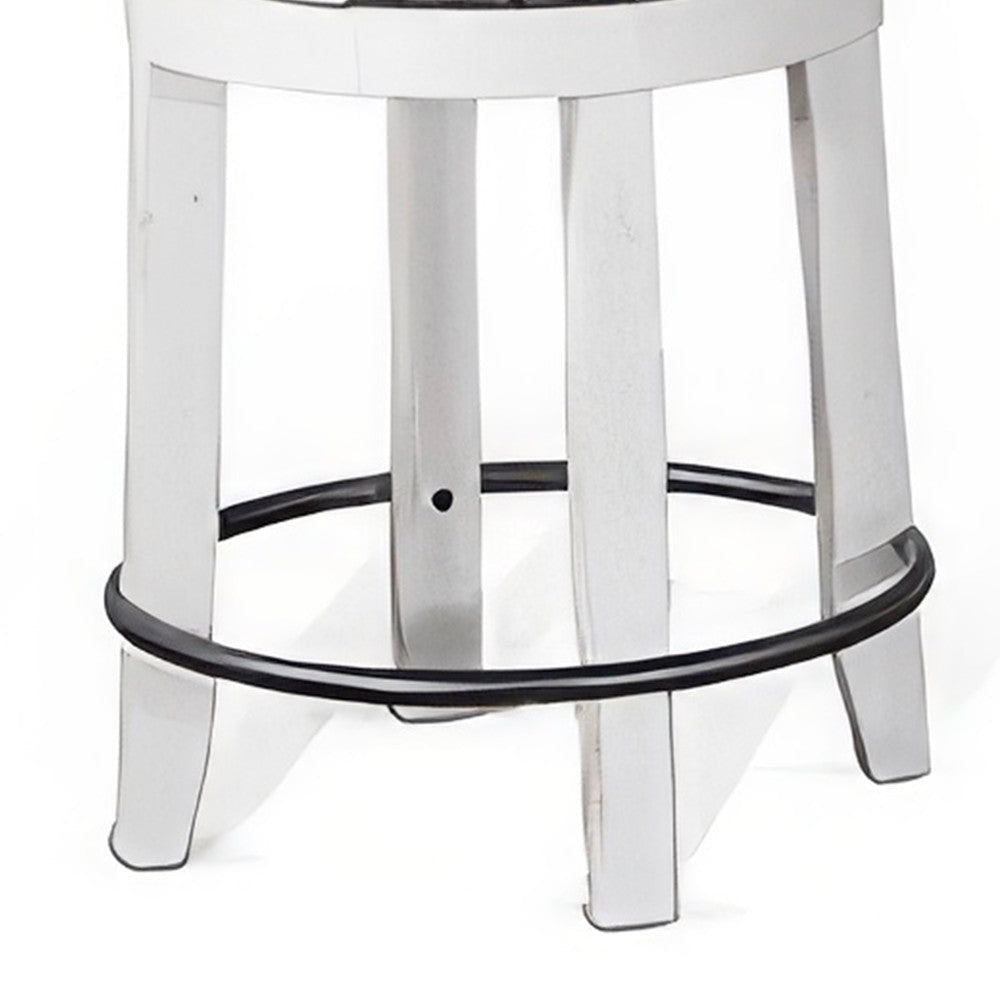 Orso Swivel Counter Stool Set of 2 Black Faux Leather White Wood BM324875