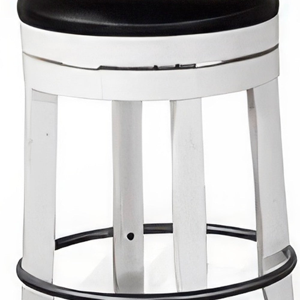 Orso Swivel Counter Stool Set of 2 Black Faux Leather White Wood BM324875