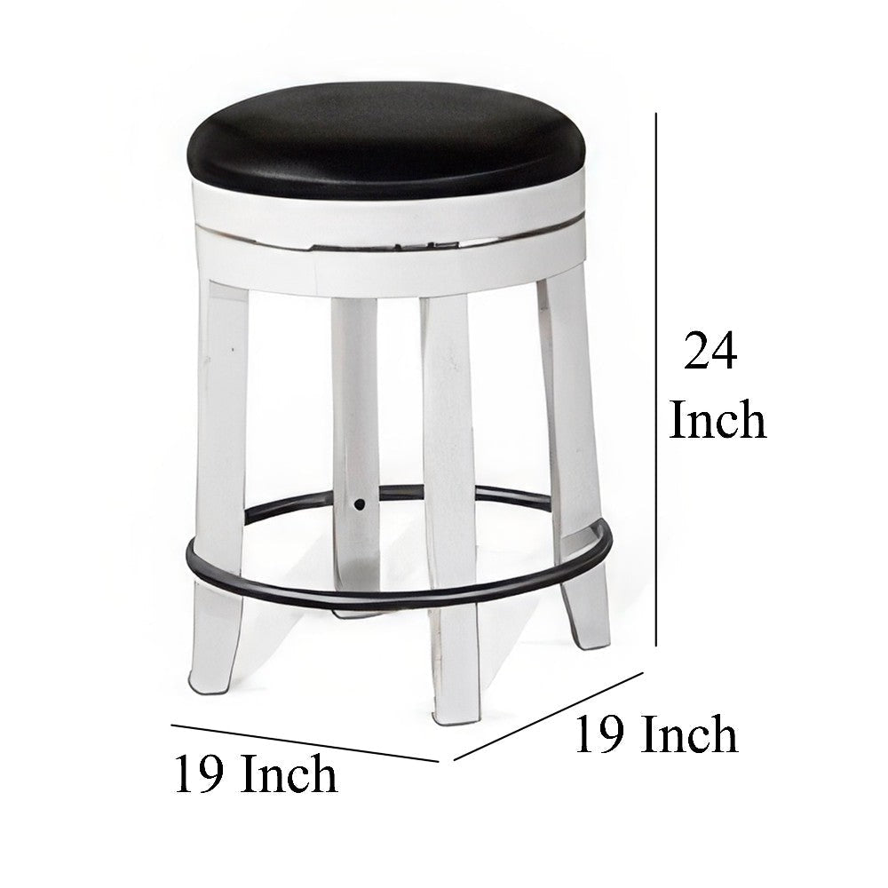 Orso Swivel Counter Stool Set of 2 Black Faux Leather White Wood BM324875