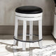 Orso Swivel Counter Stool Set of 2, Black Faux Leather, White Wood