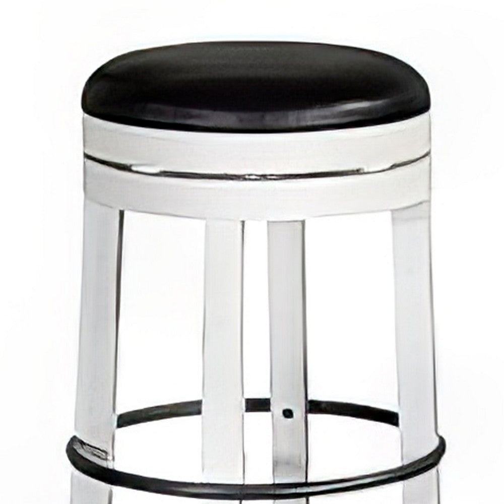 Orso Swivel Barstool Set of 2 Black Faux Leather White Wood Black BM324876