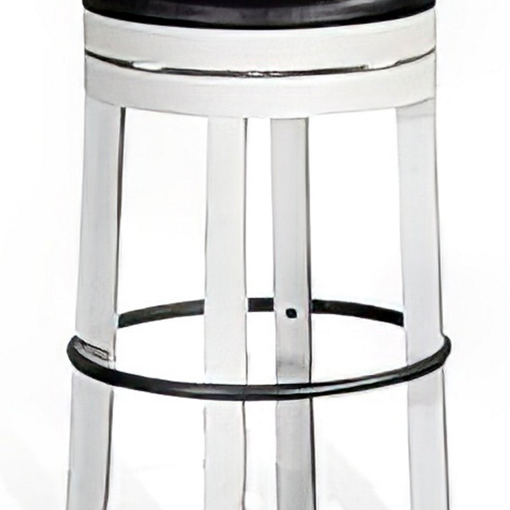 Orso Swivel Barstool Set of 2 Black Faux Leather White Wood Black BM324876