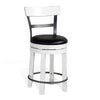 Orso Swivel Counter Stool Chair Set of 2, Black Faux Leather, White