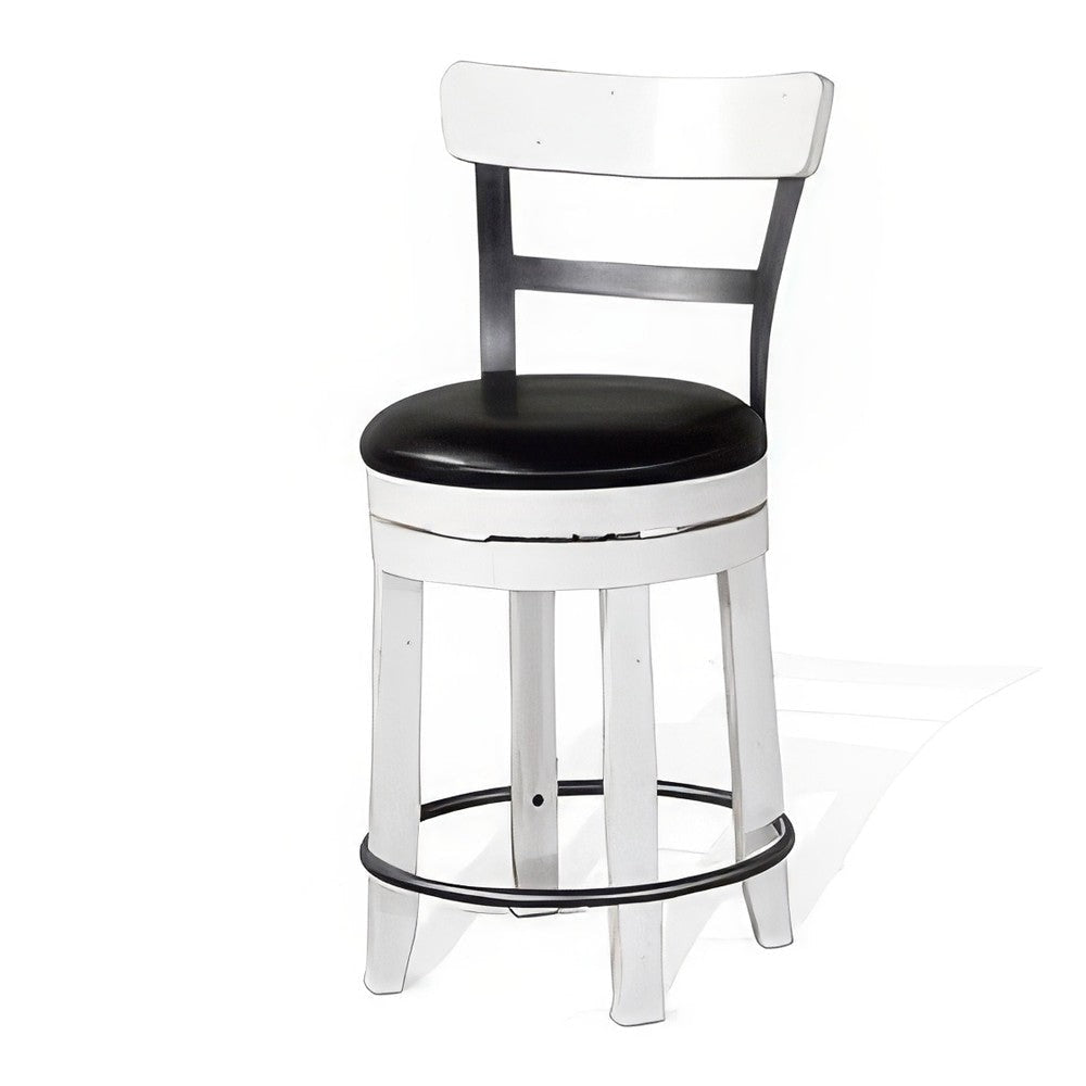 Orso Swivel Counter Stool Chair Set of 2 Black Faux Leather White BM324877