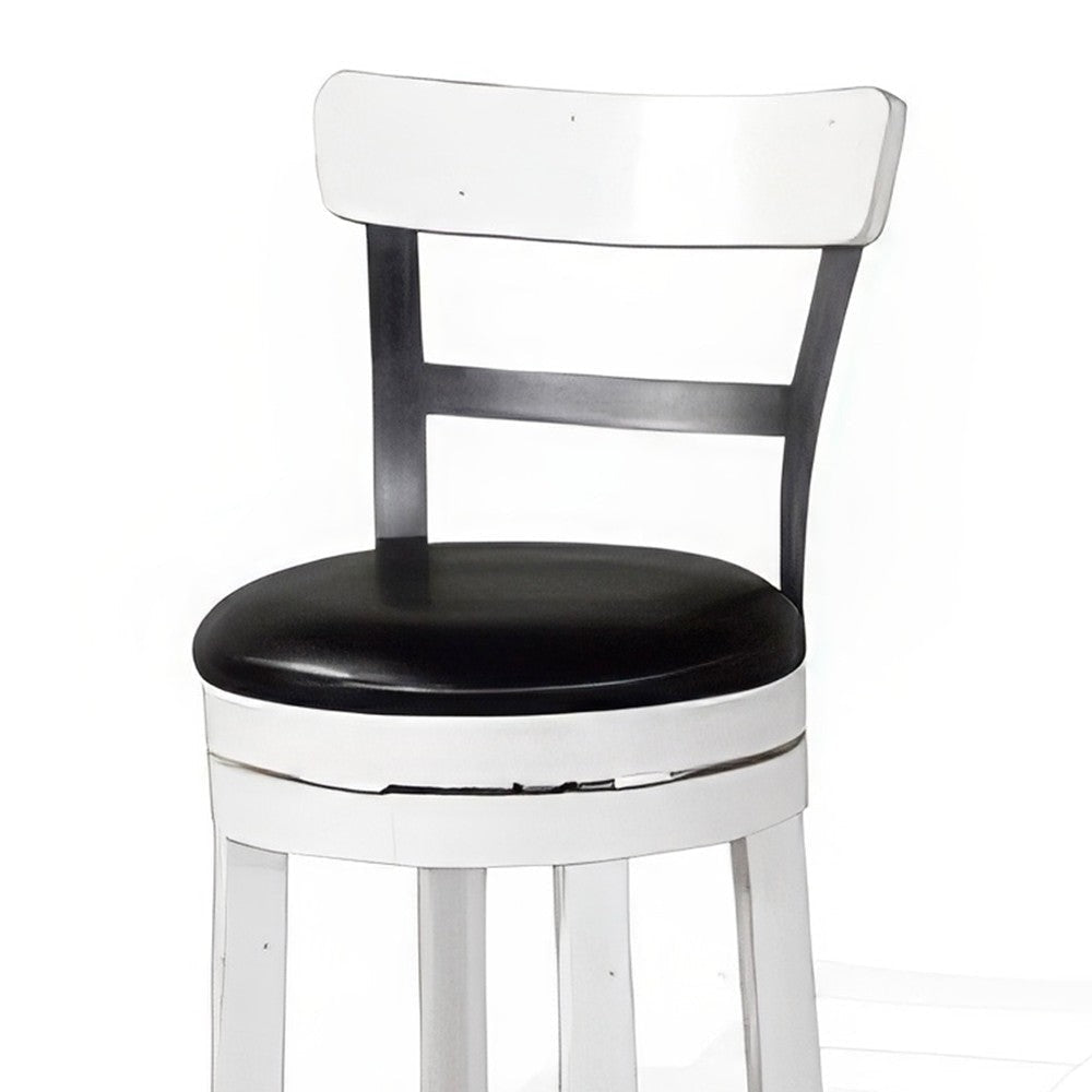 Orso Swivel Counter Stool Chair Set of 2 Black Faux Leather White BM324877