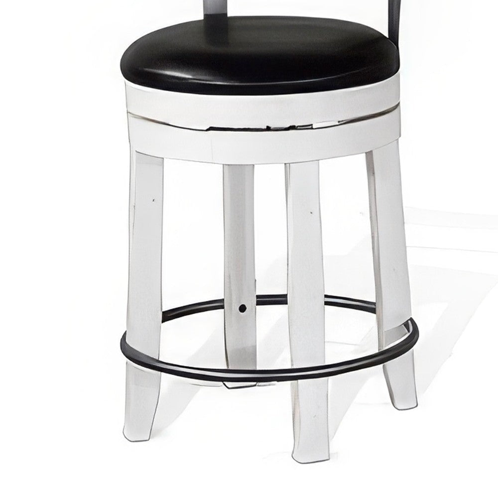 Orso Swivel Counter Stool Chair Set of 2 Black Faux Leather White BM324877