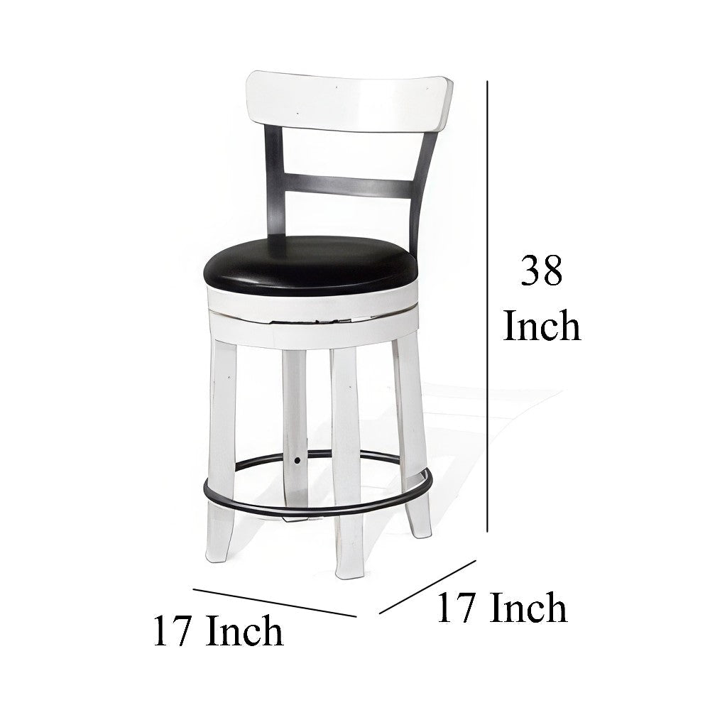 Orso Swivel Counter Stool Chair Set of 2 Black Faux Leather White BM324877