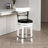 Orso Swivel Counter Stool Chair Set of 2, Black Faux Leather, White